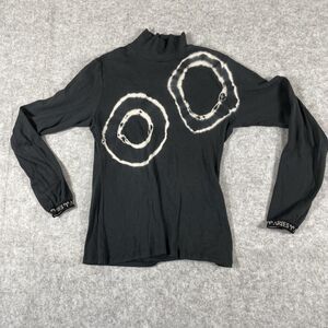 Aries Arise Italy Silk Blend Black Long Sleeve Turtleneck Top w/ Cuffs Women's 3